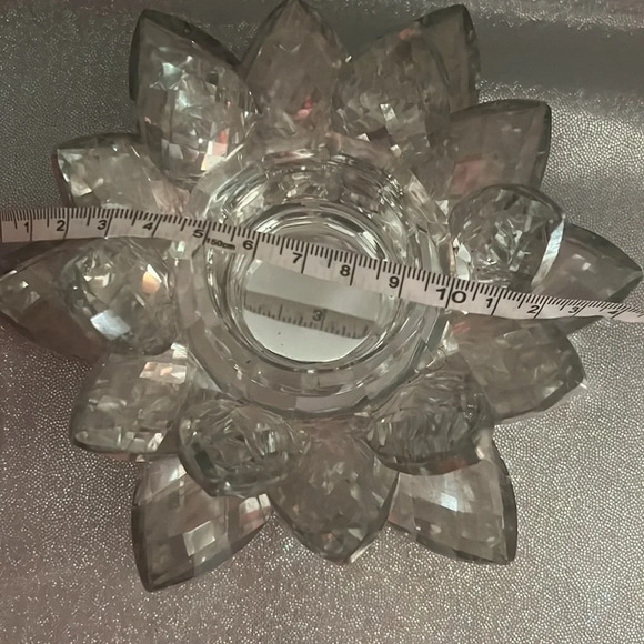 Crystal tea light holder shiny silver  mirrored stunning luxury candle decor - Picture 5 of 6